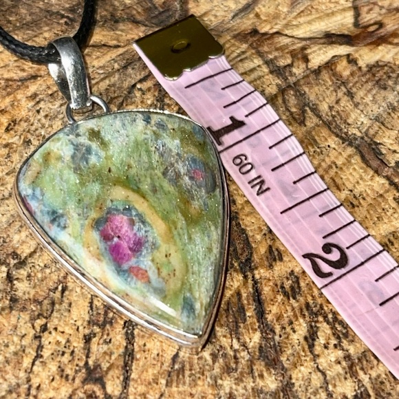 Teardrop Ruby Fuchsite Pendant 2” - Picture 4 of 10